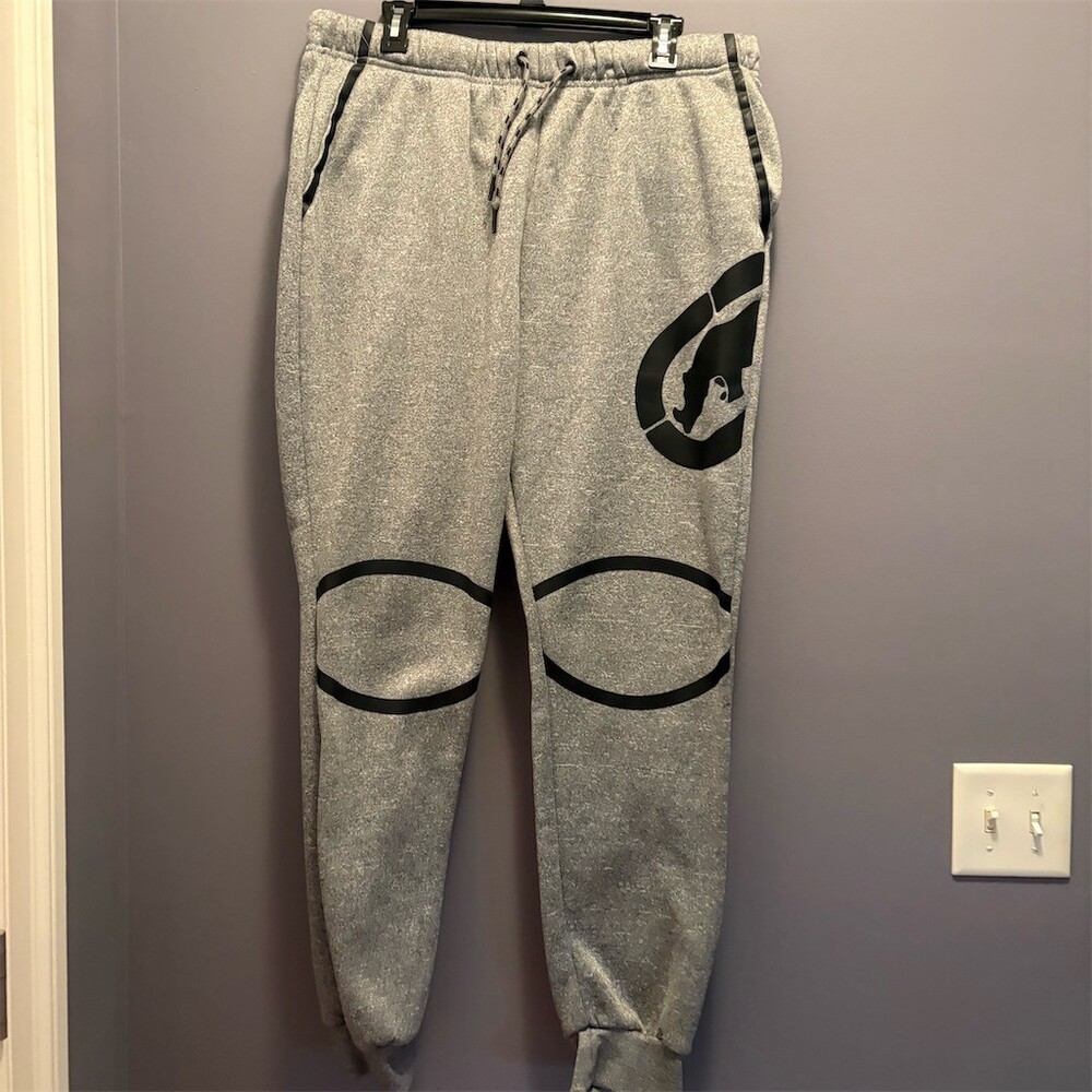 Ecko Unltd Jogger Sweatpants Mens XL Heather Gray Fleece Rhino Logo 32